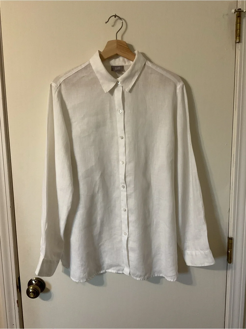 J. Jill 100 % Linen Easy Button Front  Shirt Blouse Top Capsule Size M Medium - Picture 2 of 13
